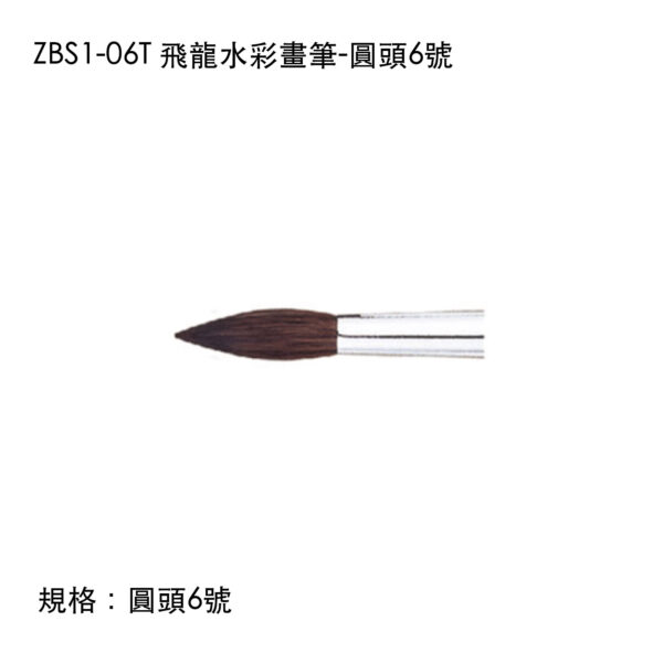 ZBS1-06T 飛龍水彩畫筆-圓頭6號